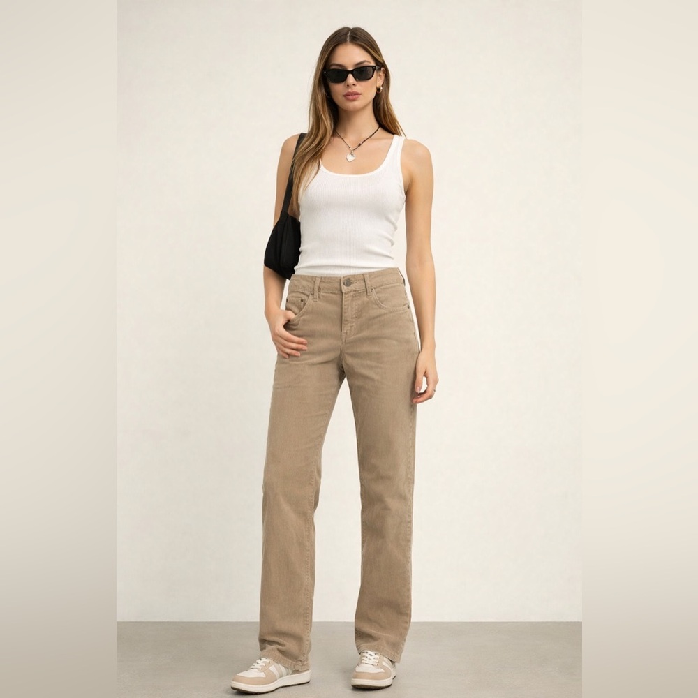 Madewell Oatmeal Skinny Straight Leg Corduroy Pants Sz. 25 Tall Girl Friendly